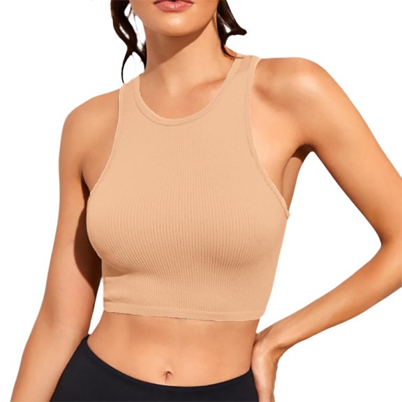 JIAYUE Women's Yoga Vest Sleeveless Sports Loose Solid Color Crew Neck Breathable Sexy Running Fitness Crop Quick Drying Female Tank Top