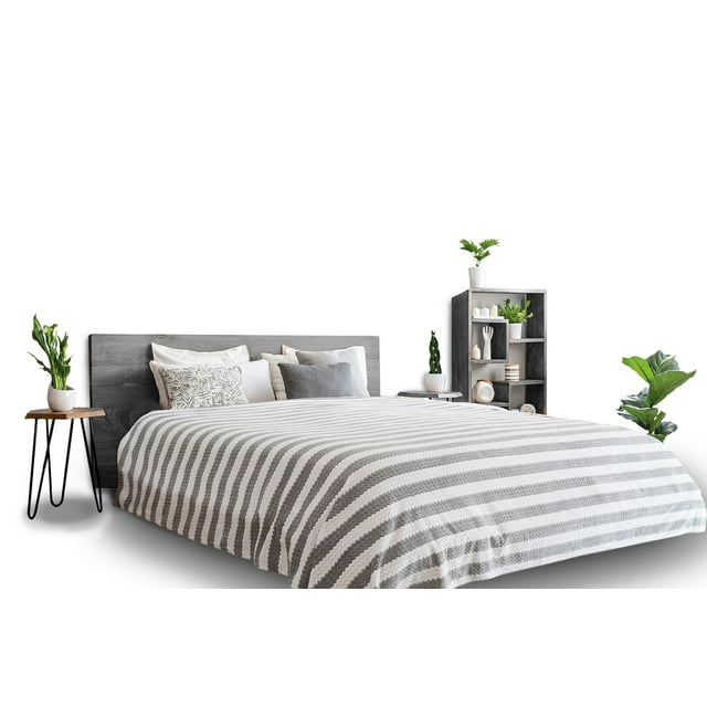 Cobertor Ligero Alberta Matrimonial Dormireal Gris Rayas 1.80 x 2.20 m