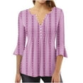 thumbnail image 1 of Camisetas con Cuello en V Mujeres Moda Impresa 3/4 Mangas Blusa, Top Cómodo Casual para el Hogar Y Diario, 1 of 5