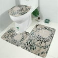thumbnail image 2 of Green Leaf Pattern Bathroom Rugs Sets 3 Piece,Toilet Cover Set,Absorbent Non Slip Bathroom Mats Sets with U-Shaped Contour Rug Toilet Rug Set, 2 of 5