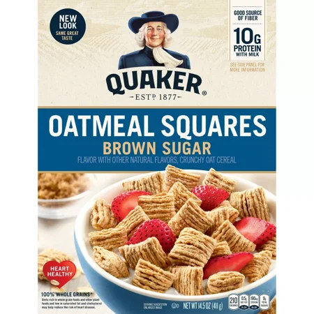Quaker Oats Oatmeal Squares Brown Sugar Breakfast Cereal