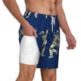 thumbnail image 2 of Sigee Disco party Astronaut Dancing Print Mens Swim Trunks with Compression Liner Quick Dry Swim Stretch Beach Shorts with Pockets,S-3XL, 2 of 7