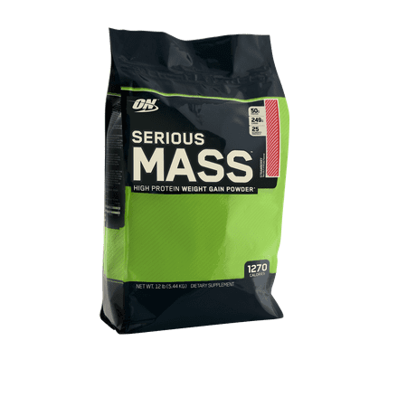 Optimum Nutrition Serious Mass Protein Powder, Strawberry, 50g Protein, 12lb, (Best Protein Powder For Mass)