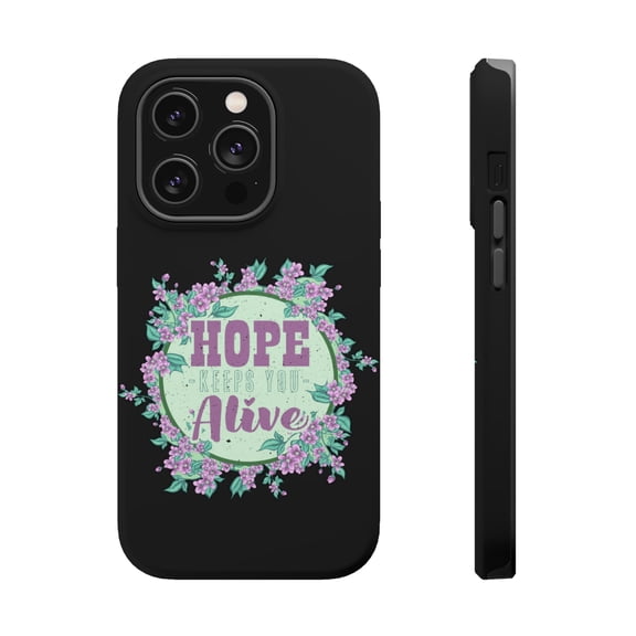 DistinctInk Tough Case for Apple iPhone 15 PRO (6.1" Screen), Compatible with MagSafe Charging - Hope Keeps You Alive