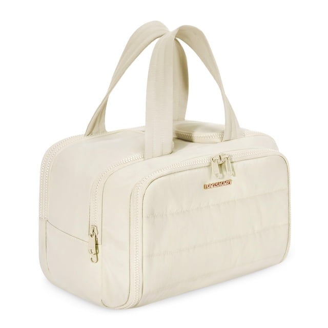 Neceser BAGSMART Travel Puffy Beige para mujer de 30 x 18 x 22 cm