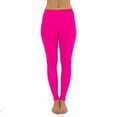 thumbnail image 3 of TD Collections Women's Seamless Full Length Footless Tights Basic Solid Leggings (Neon Fuchsia), 3 of 3