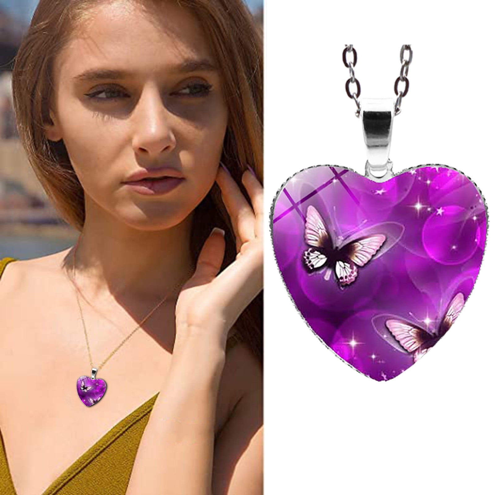 Pompotops Butterfly Pendant Necklaces Personalized Alloy Necklace