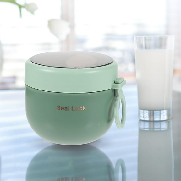 FELTECHELECTR 1Pcs Airtight Food Storage Container Plastic Breakfast Container Green Round Microwave Safe Dishwasher Safe