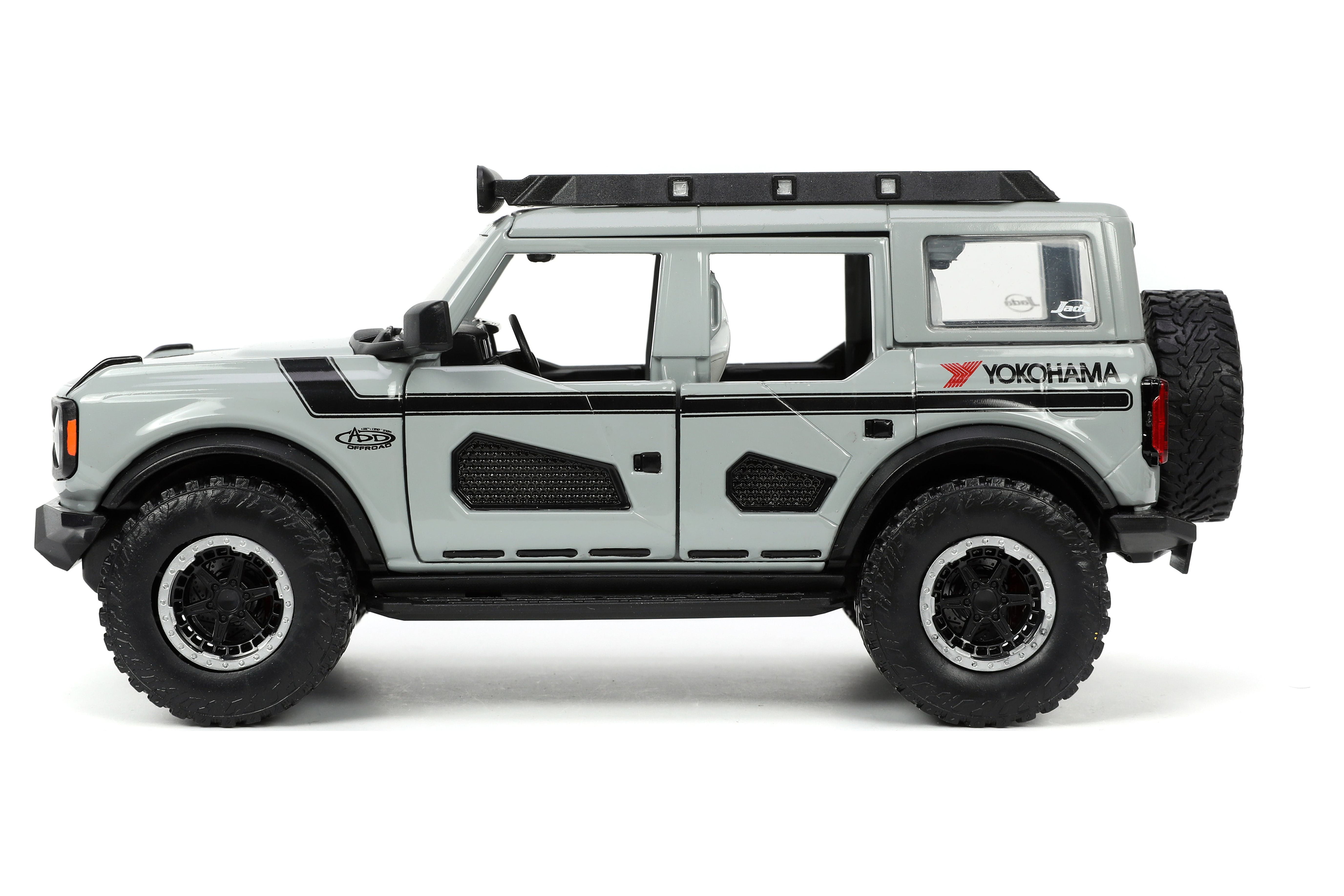 Jada Toys Just Trucks 1:24 2021 Ford Bronco - Coche fundido a presión gris  con estante para neumáticos, juguetes para niños y adultos