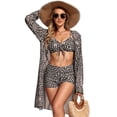thumbnail image 6 of Cadmus Womens 3 Piece Bikini Set Geometric Print Bathing Suit Drawstring Swimsuit with Cover Ups Kimono,012, Large, 6 of 6