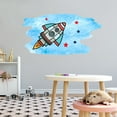 thumbnail image 2 of Space Wall Decals for Children Playroom - Flying Rocket on watercolor Background Rocket DIY & Creativity Boy Girl Bedroom Wall Sticker - Size: 20 In x 10 In, 2 of 5