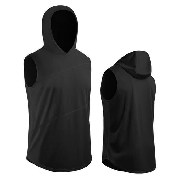 Afdoent Mens Tank Tops Men's Loose T Shirt Light Solid Color Hooded Short Sleeve Gym Wear Fashion