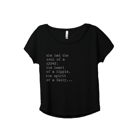 Soul Of A Gypsy Women's Fashion Slouchy Dolman T-Shirt Tee Heather Black 2X-Large