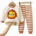 thumbnail image 4 of TOWED22 Infant Girl Cute Clothing Fall Winter Clothing Set 2 Piece Print Long Sleeve Soft Top and Relaxed Joggers Clothes(Beige,6-12 M), 4 of 4