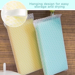Mesh Scouring Sponge, Net Sponges for Kitchen, Sponge Scrubber Scouring Pad, NOGIS Individually Wrapped Sponge Kitchen Dishwashing Sponge for Travel Apartments Household Cleaning (5 Pack)