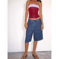 thumbnail image 6 of Women Baggy Denim Bermuda Shorts Y2k Vintage Straight Leg Casual Knee Length Jean Jorts with Pockets L, 6 of 9