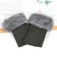 thumbnail image 4 of QLEICOM Leg Warmers,Socks for Women,Women's Short Boot Cuffs with Faux Fur Trim and Fold Over Collar for Style Knit Leg Warmers Add Fashion Warmth To Any Boots and Shoes Dark Gray, 4 of 5