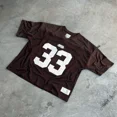 thumbnail image 4 of Camiseta americana Y2K suelta con estampado de letras grandes, empalme de manga corta, ropa de entrenamiento de fútbol unisex de verano, tops de calle de hip hop, 4 of 4
