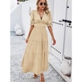 thumbnail image 3 of Yesfashion Shirt Dresses for Women 2025 V Neck Ruffle Short Sleeve Loose Casual Flowy Summer Shift Dress, 3 of 6