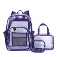 thumbnail image 1 of Mochila transparente Meitianfacai para adolescentes, mochila con lonchera y estuche para lápices, color morado, 1 of 3