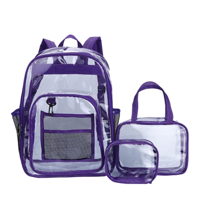 Mochila transparente Meitianfacai para adolescentes, mochila con lonchera y estuche para lápices, color morado