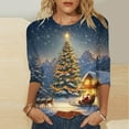 thumbnail image 2 of LiMoi Women's Holiday Shirt 3/4 Sleeve Round Neck Blouse with All Over Christmas Tree Print Casual Tops Tees Tshirts for Gifting My Items, 2 of 5