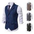 thumbnail image 2 of Men's Herringbone Tweed Suit Vest Retro Lapels Vest M88, 2 of 3