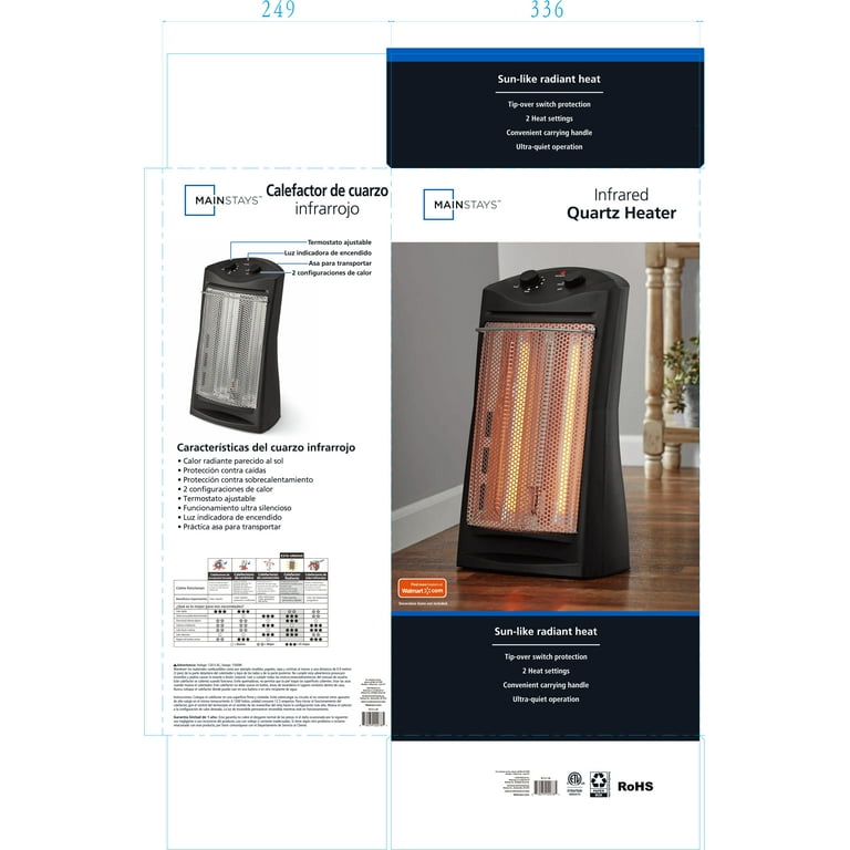 Mainstays Radiant Quartz Space Heater, Black, DF1511-AB - Walmart.com