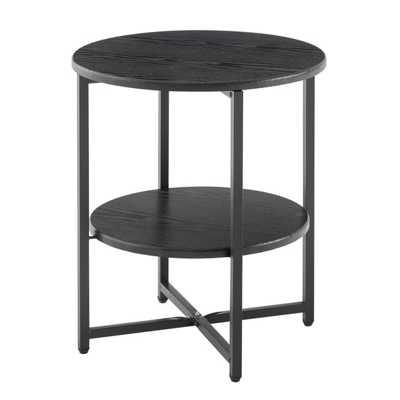CQSXDA 2-Tier Black Accent Tables for Small Spaces, Nightstands and Coffee Tables with Storage