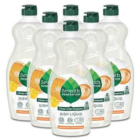 Seventh Generation Dish Liquid Soap Dishwashing Soap Clementine Zest Lemongrass Biodegradable Liquid Soap 19 Oz Pack of 6