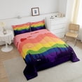 thumbnail image 4 of Erosebridal Rainbow Wave Stripe Bedding Full Comforter Set, Jungle Tree Silhouette Down Comforter, Reversible 3pcs, 4 of 7