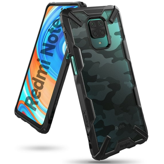 Ringke Fusion-X Case Compatible with Xiaomi Redmi Note 9 Pro / 9 Pro Max / 9S, Transparent Hard Back Shockproof Advanced Bumper Cover - Camo Black