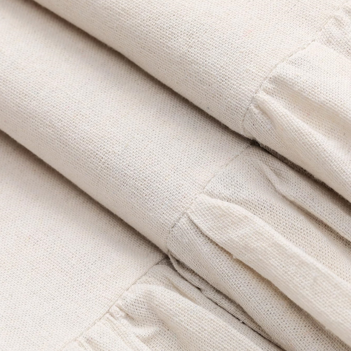 Psoiuetr Farmhouse Shower Curtain with A Ruffle Hem Beige Linen Shower Curtain for Bathroom 72"x72"