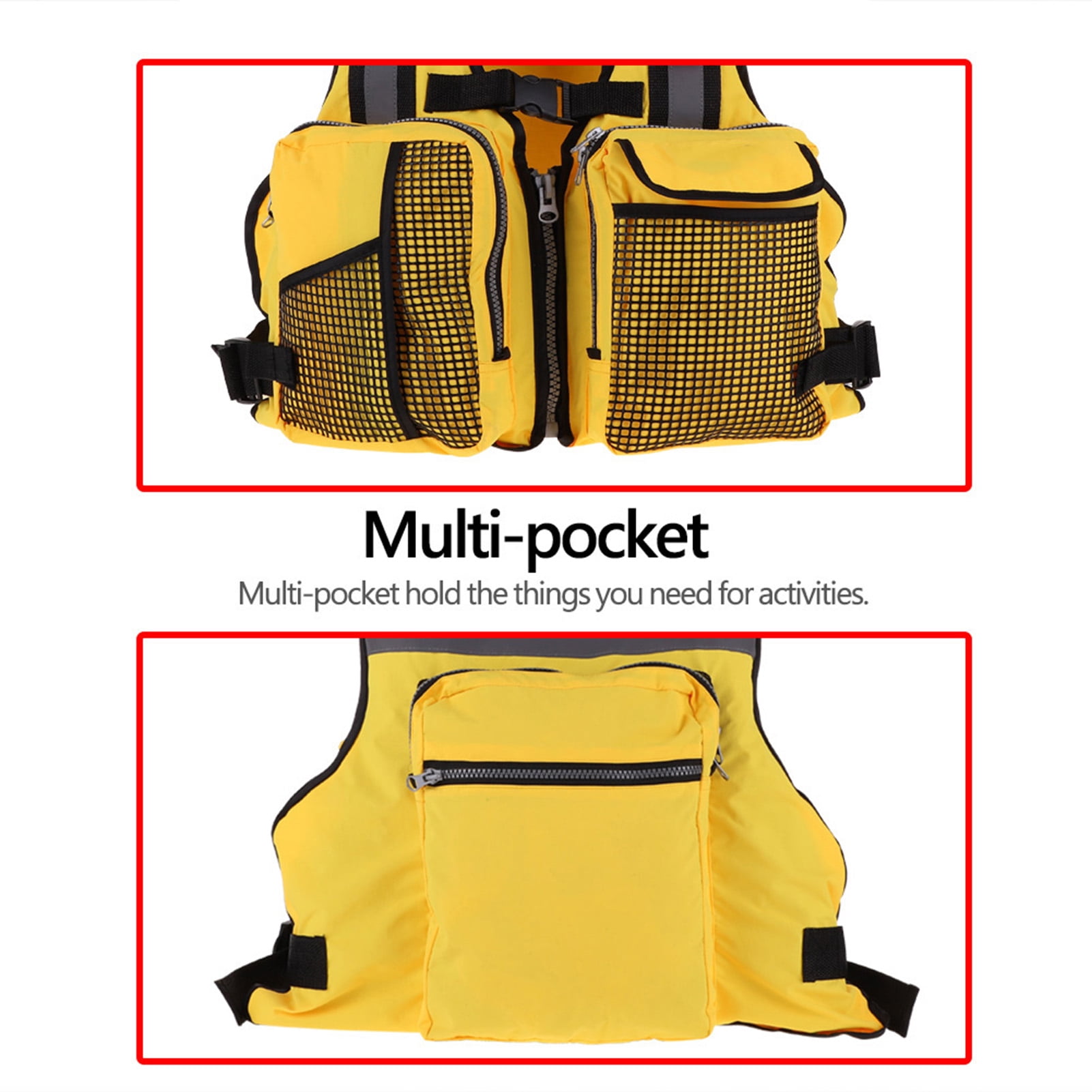 Outdoor Survival Life Vest, Secure Buckle Straps, Lightweight  Durable For Water Sports