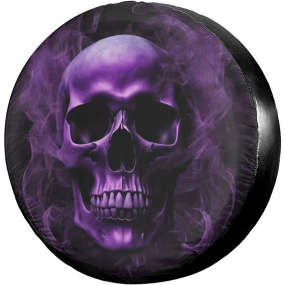 Purple Skull Printed Spare Tire Cover Dust-Proof Wheel Tire Cover Fit Trailer, RV, SUV and Many Vehicle