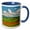 Blue/White, variant on 3drose, Italy, Tuscany. View of Tuscan Valley and Villa with Spring Poppies, 11oz Two-tone Blue Mug