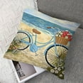 thumbnail image 2 of Blue Beach Bicycle Flower Basket Design by Sharon Lee Throw Pillow,  Multi-Color, 2 of 7