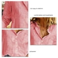 thumbnail image 4 of Top con botones y manga enrollable con cuello en V para mujer, color sólido, transpirable para citas, trabajo, compras diarias, 4 of 5