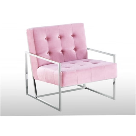 pink velvet tufted accent chair product
