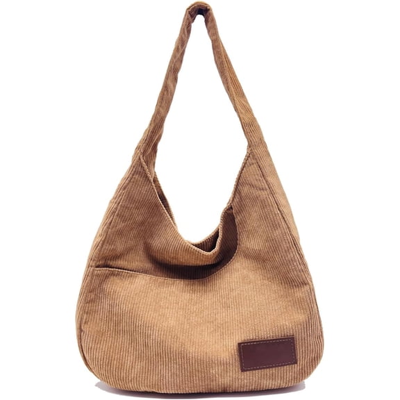 JennyShop Trendy Women Corduroy Hobo Bag,Wide Strap Shoulder Bag, Hot Sale Casual Tote Bag Shopper Purse Handbag