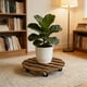 thumbnail image 4 of Soporte para plantas de madera con ruedas Soporte para macetas con rodillas de gran resistencia | Madera amarilla impermeable, 25x25x6,5cm | Base de macetas interior exterior | Resistente al sol, 4 of 6