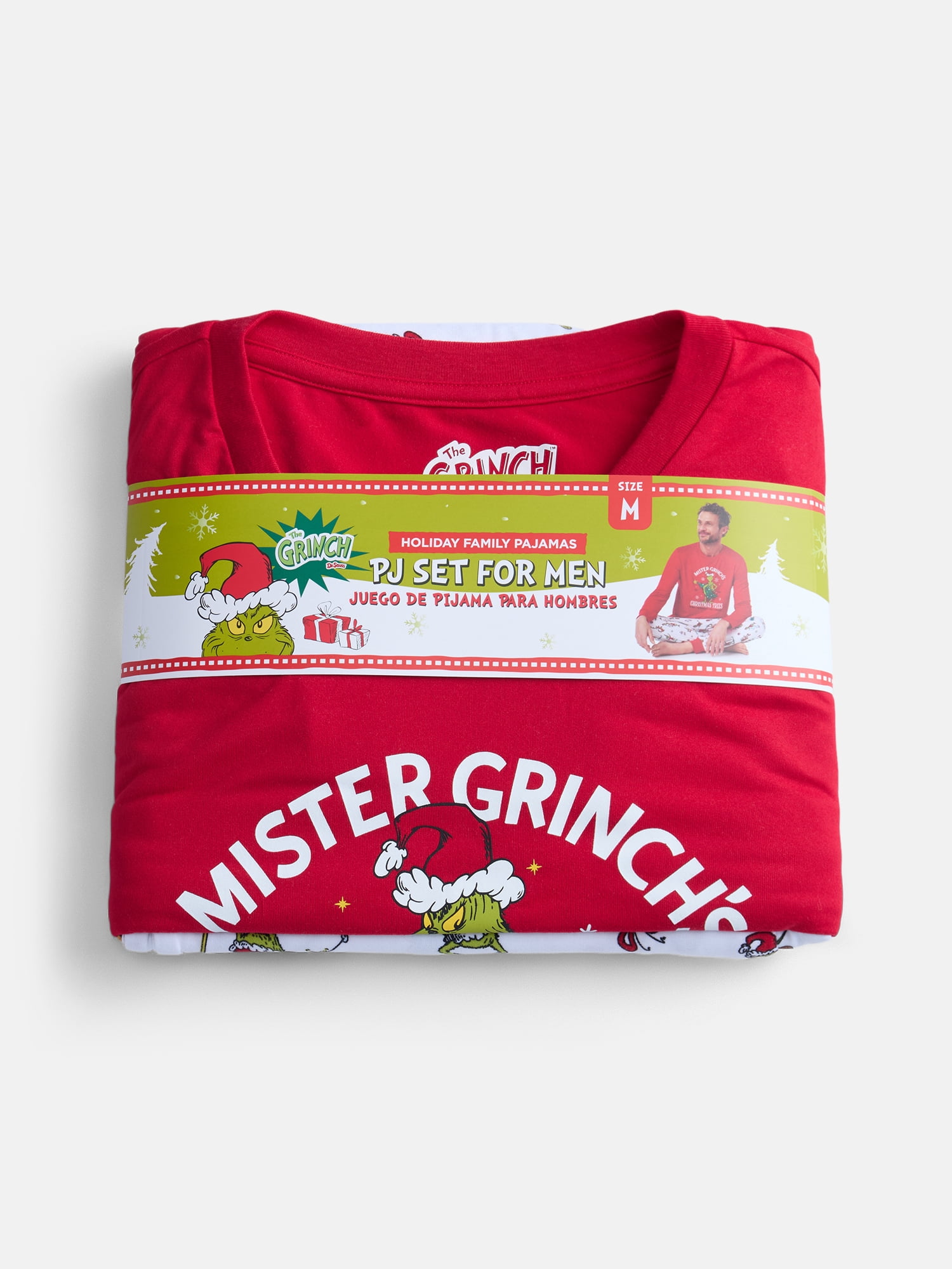 Dr. Seuss Grinch Men's Matching Family Pajamas Top and Pants Set, 2-Piece, Sizes S-3XL