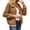 Brown, variant on Spring Fall Women Long Sleeve Bomber Jacket Zipper Casual Fleece Coat