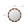 thumbnail image 4 of Noble House 32.28" Wavy Round Wall Mirror, Solid Wood Rustic Farmhouse Irregular Decorative Mirror, Walnut, 4 of 7