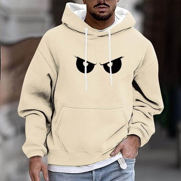 Sudadera con capucha para hombre, informal, a la moda, con estampado, con cordón, de manga larga, de poliéster