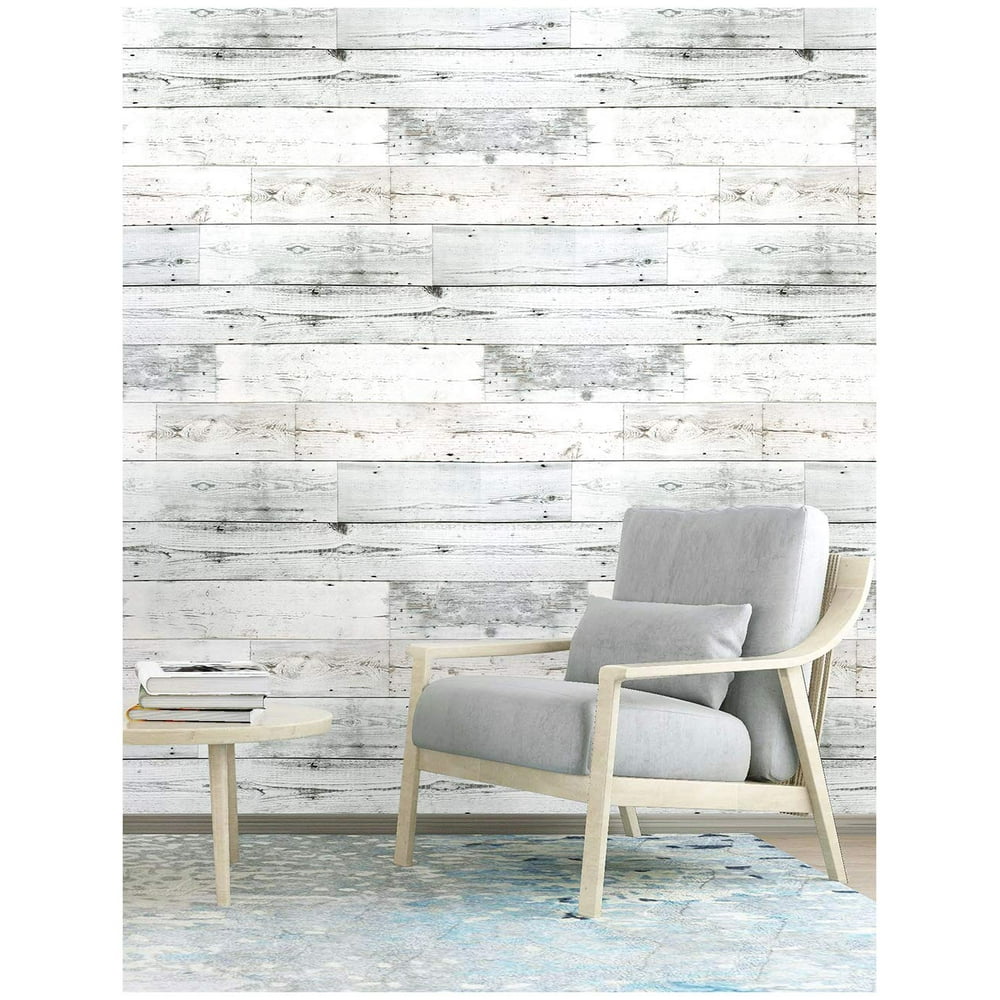 Peel and Stick Wood Plank Wallpaper Self-Adhesive Shiplap Light Grey