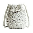 thumbnail image 1 of LNGOOR Handmades Knitting Bags For Wonmen Fashion Cotton Thread Bucket Bag With Drawstring Portable Shoulder Bag Summer Beach Purses, 1 of 6