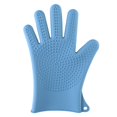 thumbnail image 1 of Guantes de silicona para lavar platos, guantes aislantes de cocina, guantes de limpieza reutilizables para el baño del hogar, baño de mascotas, azul, 1 of 5
