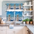 thumbnail image 6 of Kitchen Window Curtains Valance and Tier Set, Christmas Snowman Ocean Beach Style Rod Pocket Tier Curtain Valance Set, Blue Waves Shells Light Filtering Cafe Curtains for Bedroom Living Room, 6 of 9