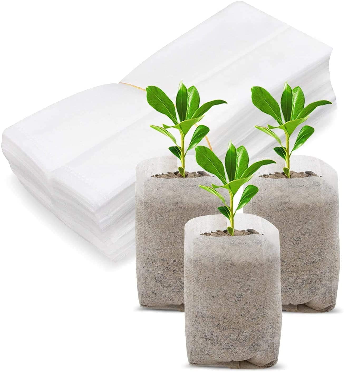 Delxo 400Pcs 4 Size Biodegradable Non-Woven Nursery Bags Plant Grow Bags Fabric Seedling Bags Home Garden Supply 